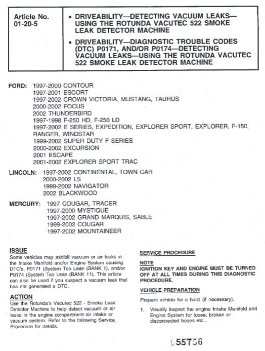 ford engine codes p0171