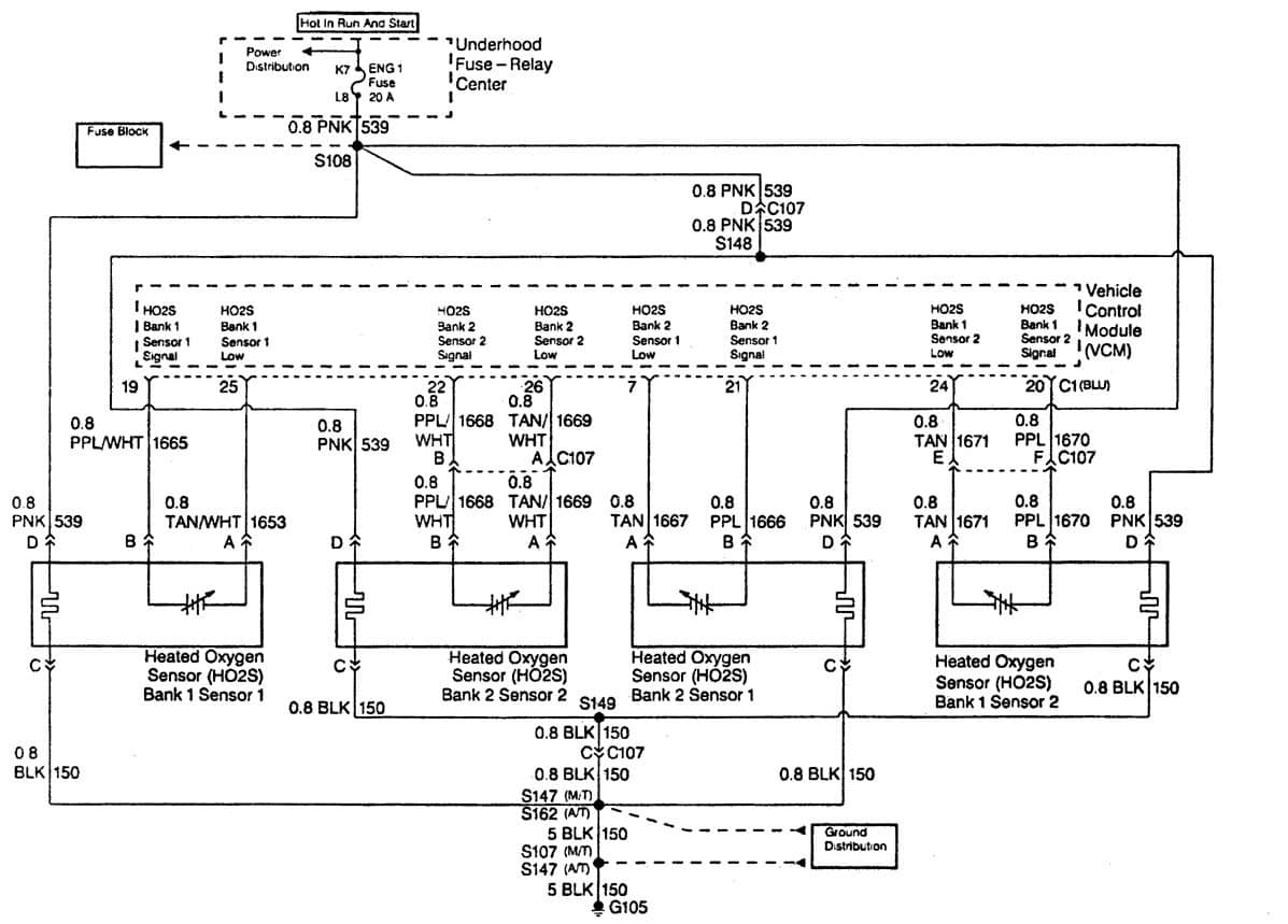 Chevy Silverado Oxygen Sensor Wiring Harness Color Description Diagram